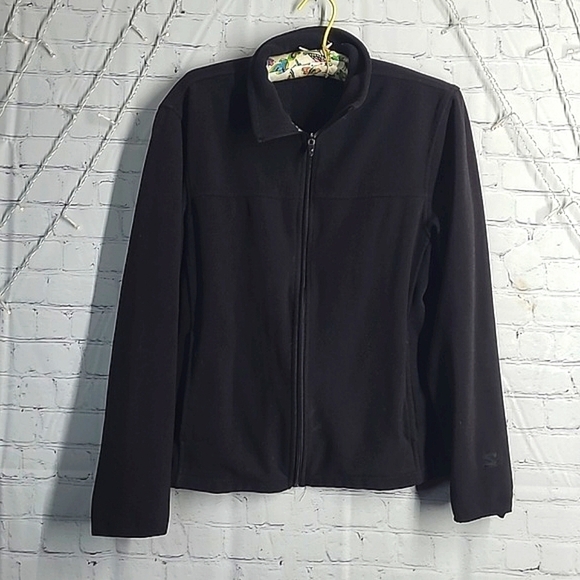 STARTER Tops - Vintage 90s STARTER Rich Black Collared Full Zip Fleece Sweatshirt Jacket Size S